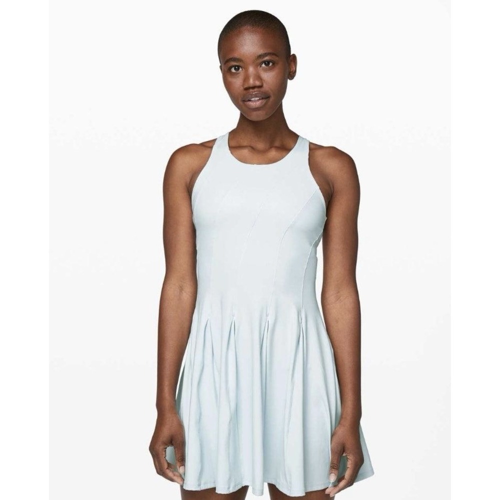 lululemon Women's Blue Tennis Dress w/ Built-In Shorts Liner Crossback Sz 0